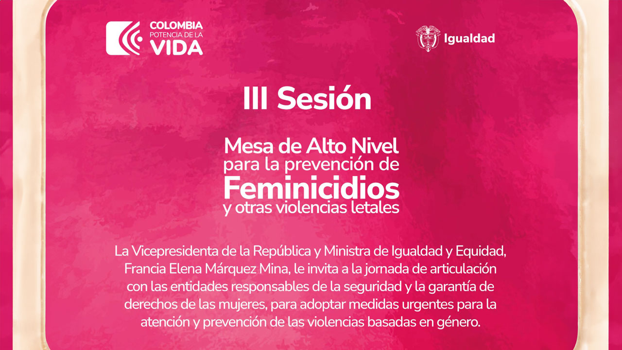 Invitación a la III sesión mesa de alto nivel para la prevención del feminicidio y otras violencias letales contra las mujeres.